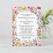 Invitation Fleurs de jardin chic 5e anniversaire de mariage (Debout devant)