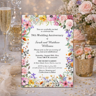 Invitation Fleurs de jardin chic 70e anniversaire de mariage