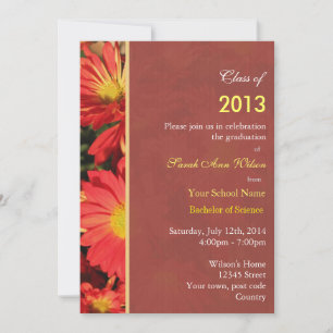 Invitation Fleurs de jardin de marguerite orange fête de fin