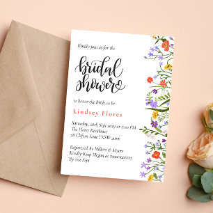 Invitation Fleurs de Jardin Écriture Botanique Baby Shower de