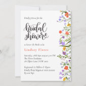 Invitation Fleurs de jardin Fête des mariées de script botani (Devant)