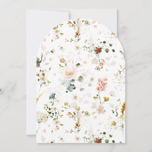Invitation Fleurs de jardin Fête des mariées de script botani (Dos)