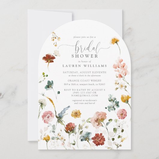 Invitation Fleurs de jardin Fête des mariées de script botani (Devant)