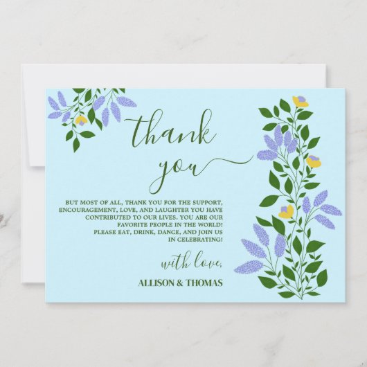 Invitation Fleurs de Jardin Mint Merci Mariage (Devant)