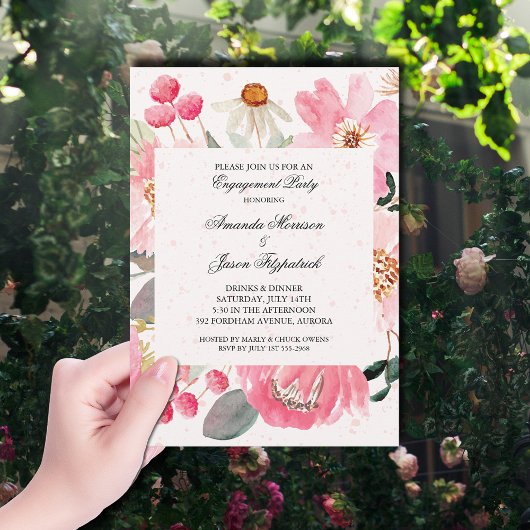 Invitation Fleurs de jardin Partie d'engagement