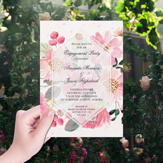 Invitation Fleurs de jardin Partie d'engagement