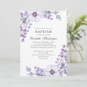 Invitation Fleurs de jardin pourpres. Baptême floral violet (Debout devant)