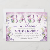Invitation Fleurs de jardin pourpres et roses bébé en fleur (Devant)