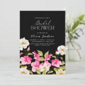 Invitation Fleurs de jardin rose noir Douche nuptiale (Debout devant)