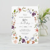 Invitation Fleurs de jardin Script botanique 90e anniversaire (Debout devant)