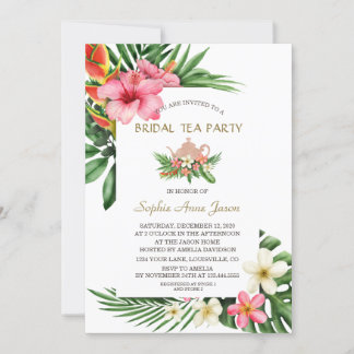 Invitation Fleurs de jardin tropicales luxuriantes Fête de th