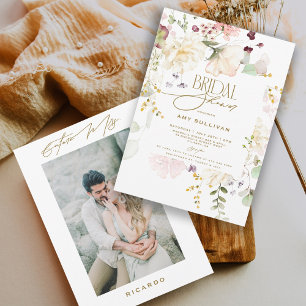 Invitation Fleurs de jardin verdure bohème floral douche de m