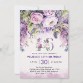 Invitation Fleurs de Jardin violet et rose 16e anniversaire (Devant)