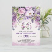 Invitation Fleurs de Jardin violet et rose 16e anniversaire (Debout devant)
