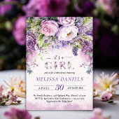 Invitation Fleurs de jardin violet et rose Baby shower fille