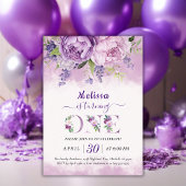 Invitation Fleurs de Jardin violet et rose Fille 1er annivers