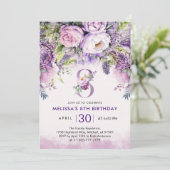 Invitation Fleurs de Jardin violet et rose Fille 8e anniversa (Debout devant)