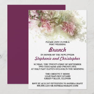 Invitation Fleurs de jasmin violet aquarelle Post mariage