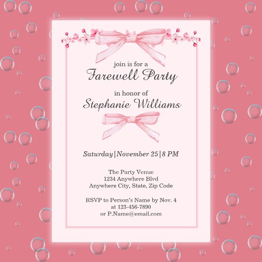 Invitation Fleurs de la ceinture rose d'Adieu pour femmes