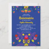 Invitation Fleurs de la fête de la Fiesta mexicaine Quinceane (Devant)