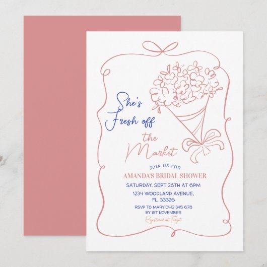 Invitation Fleurs De La Fête des mariées Du Marché (Devant / Derrière)