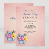 Invitation Fleurs de la Fête des Mères en Coupe (Devant / Derrière)