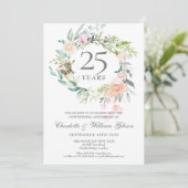 Invitation Fleurs de la photo de mariage du 25e anniversaire (Debout devant)