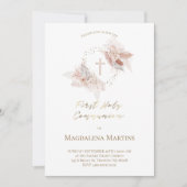 Invitation Fleurs de la première sainte communion (Devant)