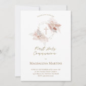 Invitation Fleurs de la première sainte communion (Devant)