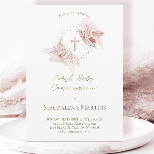 Invitation Fleurs de la première sainte communion