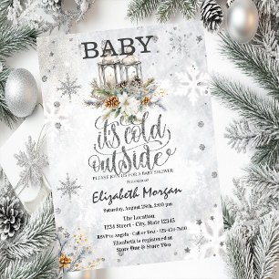 Invitation Fleurs de lanterne d'hiver Flocons de neige Baby S