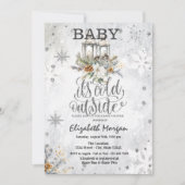 Invitation Fleurs de lanternes d'hiver Baby shower de flocons (Devant)