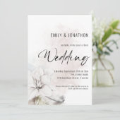 Invitation Fleurs de l'aquarelle blanche moderne Code QR de m (Debout devant)