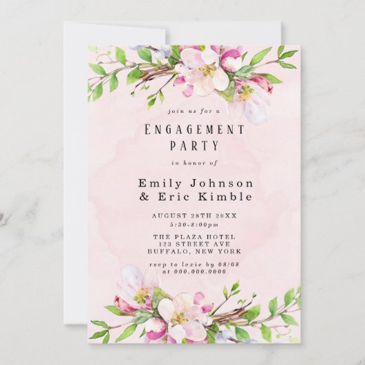 Invitation Fleurs de l'arbre Apple Watercolor (Devant)