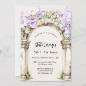 Invitation Fleurs de lavande arch beige anniversaire (Devant)