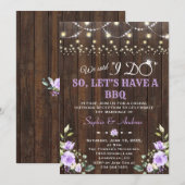 Invitation Fleurs de Lavande Barrière Bois Après le OUI BBQ (Devant / Derrière)