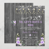 Invitation Fleurs de Lavande Barrière en Bois Après le OUI BB (Devant / Derrière)