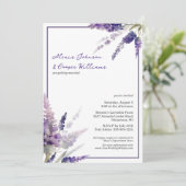 Invitation Fleurs de Lavande Boho Rustique Mariage violet (Debout devant)
