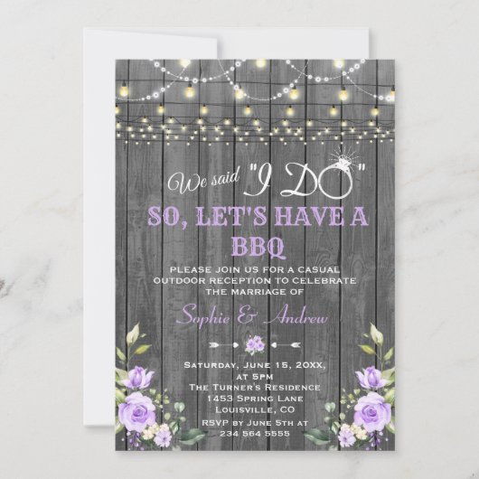 Invitation Fleurs de lavande Bois de grange après que je fais (Devant)