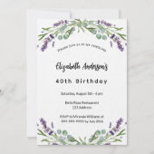 Invitation Fleurs de lavande d'anniversaire eucalyptus luxe (Devant)