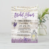 Invitation Fleurs de lavande de lanterne rustique Fête des ma (Debout devant)