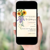 Invitation Fleurs de lavande de tournesol florales eucalyptus