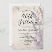 Invitation Fleurs de lavande femmes 40e anniversaire (Devant)