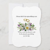 Invitation Fleurs de lavande florale or et blanc avec anneau (Dos)