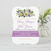 Invitation Fleurs de lavande florale or et blanc avec anneau (Debout devant)