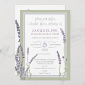 Invitation Fleurs de lavande française d'aquarelle de Fête de (Devant / Derrière)