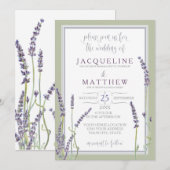 Invitation Fleurs de lavande française Typographie moderne Sc (Devant / Derrière)