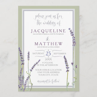 Invitation Fleurs de lavande française Typographie moderne Sc