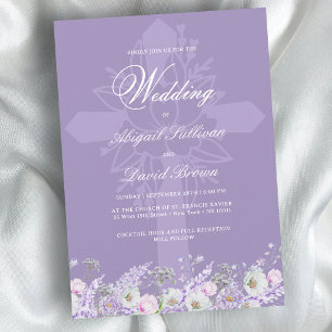 Invitation Fleurs de Lavande Mariage Religieux