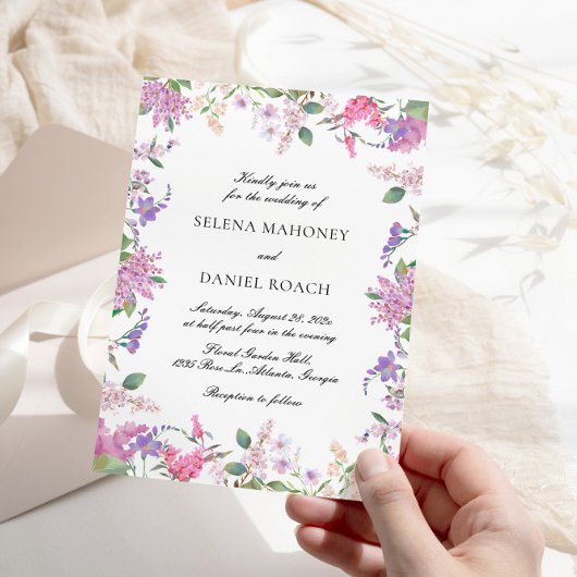 Invitation Fleurs de lavande Mariage violet